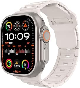 MoKo Sport Bands Compatible with Apple Watch Ultra 2/Ultra Band Apple Watch Bands 41mm 40mm 38mm for Men Women,Silicone Replacement Strap for iWatch Series 9 8 7 6 5 4 SE Ultra 2 1, Starlight