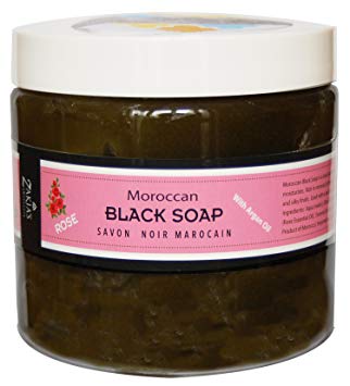 Moroccan Black Soap - Rose -16 oz value size