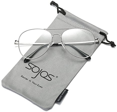 SojoS Classic Aviator Mirrored Flat Lens Sunglasses Metal Frame with Spring Hinges SJ1030