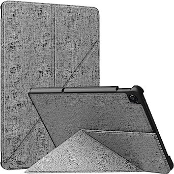 MoKo Folio Case for Lenovo Tab M10 Plus 10.6 inch [3rd Gen] 2022 (TB-125F/TB-128F), Origami Standing Shell Cover Case with Multi-Angle Magnetic PC Back Cover for Tab M10 Plus 10.6 inch, Denim Gray