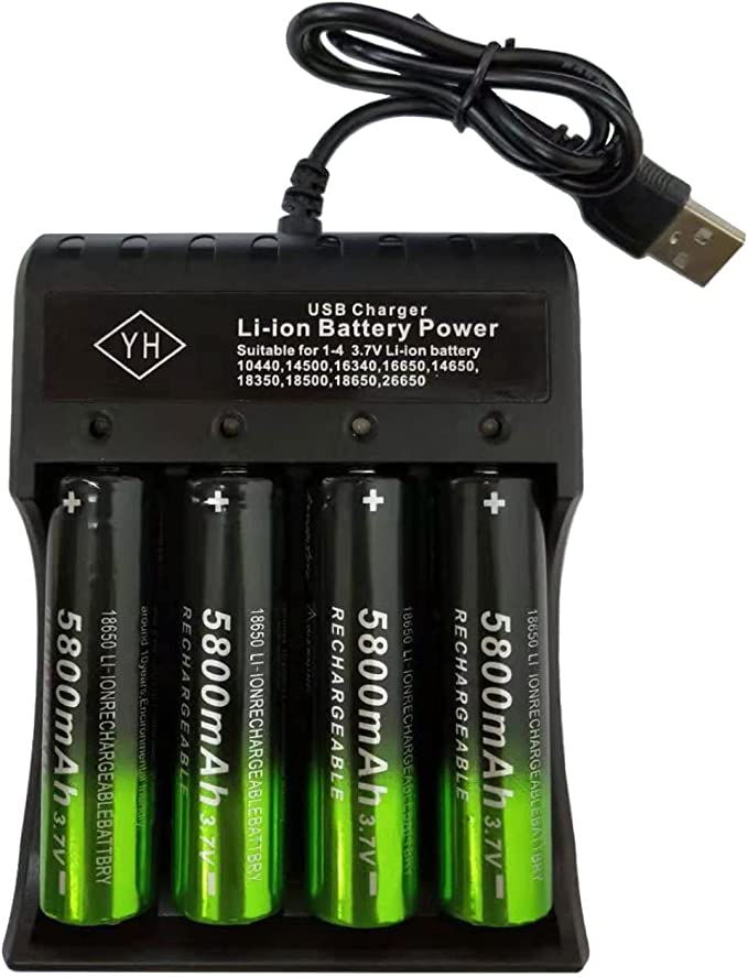 Universal USB Battery Charger With 4 Pcs Batteries Fast Charging Function With Led Display 4-Slot Smart Battery Charger For 18650 16340 14500 18350 Rechargeable Batteries