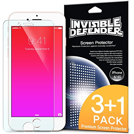 iPhone 6S / 6 Screen Protector - Invisible Defender [3 1 Free/MAX HD CLARITY] iPhone 6S / 6 (4.7") Screen Protector Lifetime Warranty Perfect Touch Precision High Definition (HD) Clarity Film (4-Pack) for Apple iPhone 6S / 6 4.7 Inch