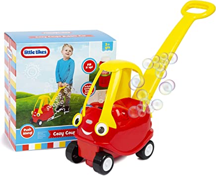 little tikes Cozy Coupe Bubble Blower – Push Along Bubble Machine with 3 x Bottles of Bubble Solution – 28cm Bubble Machine for Kids 3  with Handle