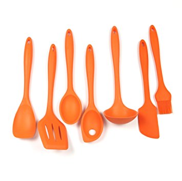 Chef Craft 7 Piece Silicone Kitchen Tool and Utensil Set, Orange