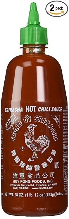 Huy Fong Sriracha Chili Hot Sauce, 28 Ounce Bottle (Pack of 2)