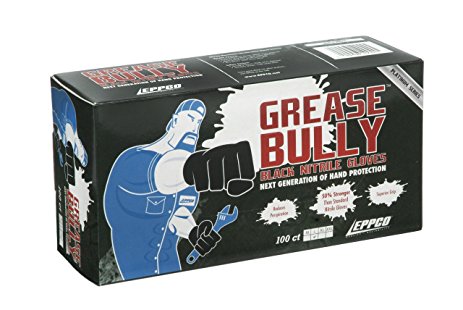 Grease Bully Nitrile Gloves, Medium, Box of 100 - Superior Grip for Mechanics, Auto Hobbyists, Industrial & Manual Laborers, Cleaning Work, and More EPPCO 10045S