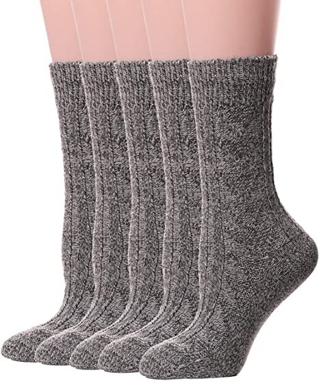 Womens Wool Socks Warm Knit Comfort Cotton Work Duty Boot Winter Socks For Cold Weather 5 Pack