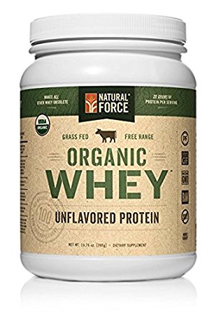 Natural Force® Undenatured Organic Whey Protein Powder *UNFLAVORED* Grass Fed Whey from California Farms – Raw Organic Whey, Paleo, Gluten Free, Natural Whey Protein, 32 oz. Bulk