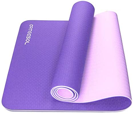 arteesol Exercise Yoga Mat, Anti-Tear Eco Friendly TPE Fitness Mat, Non-Slip 6mm Thick Large Pilates Mat with Carry Straps, Premium for Pilates, Fitness, Women and Men 183 cm x 61 cm x 6 mm