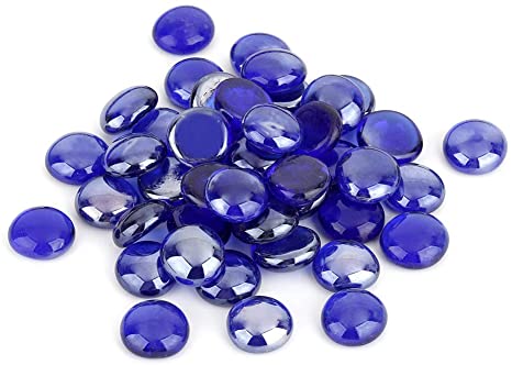 Skyflame 10-Pound Fire Glass Beads for Fire Pit Fireplace, 1/2-Inch Size Royal Cobalt Blue Luster Decorative Blended Fireglass Drops for Landscaping