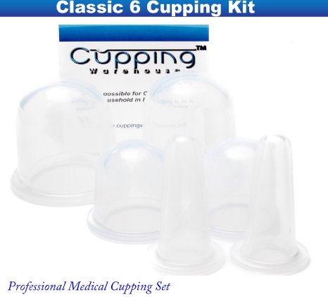 Classic 6 - Professional Medical Silicone Cupping Therapy Set with Free Online Membership with Demonstration and Training Videos and Tutorials Cupping Set by Cupping Warehouse TM Chinese Cupping Massage Cupping Pain Relief Muscle Spasm Myofascial Release