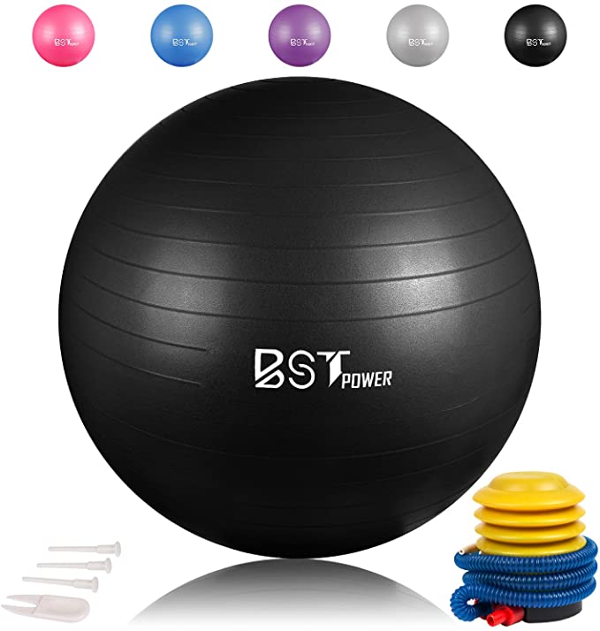 Exercise Ball,Anti-Burst Slip-Resistant Extra Thick Balance Stability Yoga Ball(65-85cm),Supports 2000lbs with Quick Foot Pump,Perfect for Home Gym Core Strength Yoga Fitness