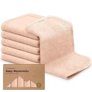 6-Pack Baby Washcloths - Soft Viscose Derived from Bamboo Washcloth, Baby Wash Cloths, Baby Wash Cloth for Newborn, Kids, Bath Baby Towels, Face Towel, Face Cloths for Washing Face(Peachy)