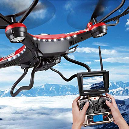 Upgrade JJRC H8D 4CH 5.8G FPV RC Quadcopter Drone HD Camera   Monitor  4 Battery,Tuscom@