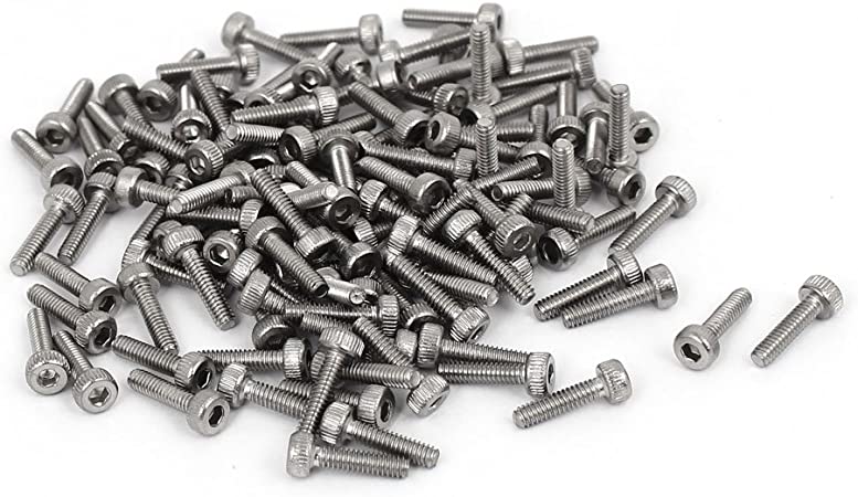 uxcell M2 x 8mm 0.4mm Pitch 304 Stainless Steel Hex Socket Head Cap Screw DIN912 120pcs