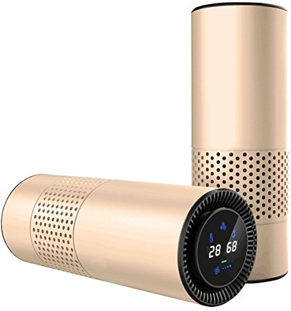 True HEPA Filter Air Purifier with Gesture Control,Removing Smoking Dust Pollen and Bad Odors,Perfect for Car Office Desktop and Bedroom(Gold)