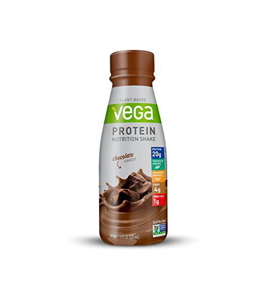 Vega Protein Nutrition Shake, Ready to Drink, Vegan, Gluten Free, Chocolate, 11floz (Pack Of 12)