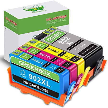 GREENBOX Re-Manufactured Ink Cartridge Replacement for HP 902XL 902 XL Works with HP OfficeJet Pro 6978 6968 6958 6962 6960 6970 6979 6950 6954 6975 6951 Printer (1 Black 1 Cyan 1 Magenta 1 Yellow)