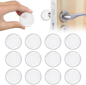 Vicloon Door Stopper, 12Pcs Wall Door Handle Stopper, Silicone Transparent Round Wall Protector, Self-Adhesive Door Stops Door Handle Bumper Pads for Wall, Fridge, Cabinets (1.57inch)