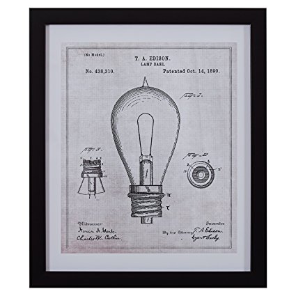 Black and White Print of 1890 Bulb in Black Frame, 17" x 20"