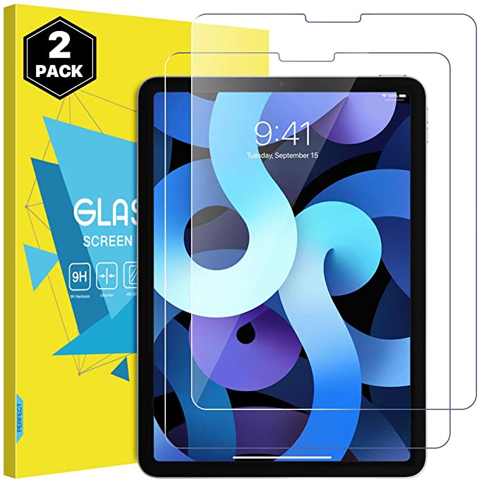 MoKo 2-Pack Screen Protector Fit iPad 10.9 2020 & Pro 11 2021/2020/2018, [Round Edge] Anti-Scratch 9H Hardness HD Clear Premium Tempered Glass Screen Protector Film - Crystal Clear