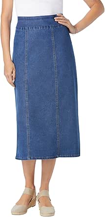 Woman Within Women's Plus Size Flex-Fit Pull-On Denim Skirt