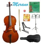 GRACE 18 Size Natural Cello with Bag and BowRosinExtra Set of StringsTunerCello StandMusic Stand