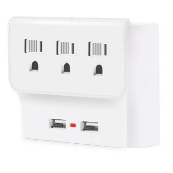 Aduro Dual USB Charging Station with 3 Outlets, White