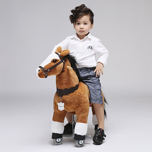 UFREE Horse Action Pony, Walking Horse Toy, Rocking Horse with Wheels Giddy up Ride on for Kids Aged 3 to 5 Years Old