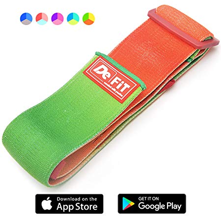 DeFiT Booty Bands Set of 3 Non-Slip Glute Workout Hip Bands - Same Size but Different Resistance - Best Fabric Resistance Bands for Legs and Butt Exercises – App, Nutrition & Workout Guides Included
