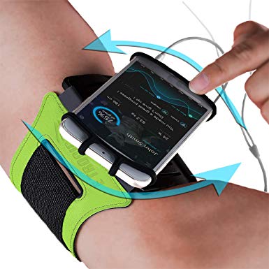 Universal Phone Armband: Rotatable Running Arm Band Holder Case for All Phones (Green) Use for All Apple iPhone 6 6S 7 8 X XR XS Plus & All Android Samsung Galaxy S7 S8 S9   Note 8 9 Edge LG & Pixel