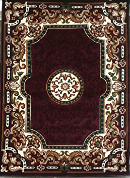 Traditional Area Rug Burgundy & Green Persian Kingdom Design #D123 (8ftX10ft.6in.)