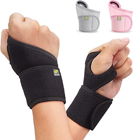 Bracoo WS10 Wrist Support Brace, Hand Support, Adjustable Wrist Wrap Strap for Fitness, Weightlifting, Tendonitis, Carpal Tunnel Arthritis, Joint Pain Relief, Wrist Tendonitis, Right and Left Hand (Black)