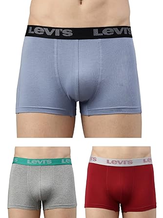 Levi's Men's Cotton Blend Style #067 Active Regular Fit Solid Trunk (Pack of 3)