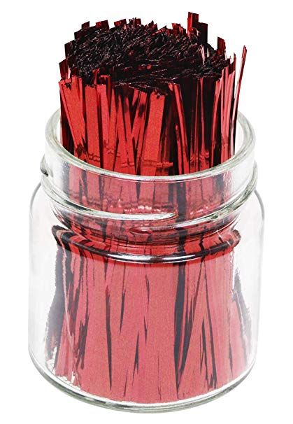 Mini Skater 6 Inches 800 Pieces Metallic Plastic Twist Ties Bag Ties for Cellophane Party Bag (800, Red)