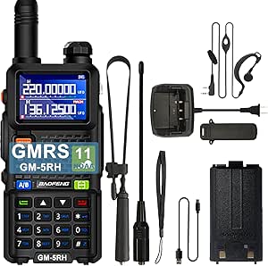 BAOFENG GM-5RH Walkie Talkie 999 Channels 1.77inch LCD Screen GMRS Two Way Radio Long Range with 18.89in Tactical Antenna GMRS Radio