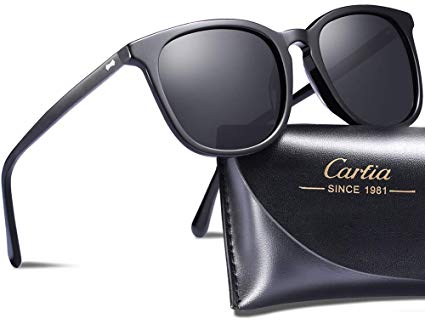 Carfia Vintage Polarized Sunglasses for Women UV400 Protection Lens Acetate Frame