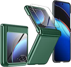 for Motorola Razr Plus Case, Built-in Screen Protector & Hinge Protection & Ultra Thin Matte PC Shockproof Phone Cover Smartphone Case for Moto Razr Plus 2023 (Green)