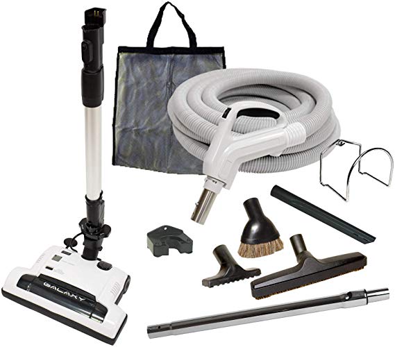 35' Deluxe Central Vacuum Kit with Hose, Power Head & Wands - Black - Works with all brands of central vacuum units