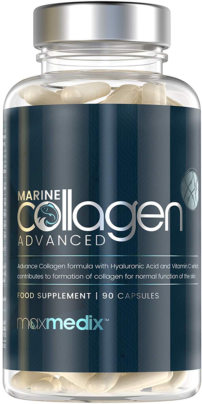 Advanced 1200mg Marine Collagen Tablets - 90 Marine Collagen Powder Capsules for Hair, Skin, Joint & Nail Care, with Anti Aging Hyaluronic Acid, Biotin, Zinc & Vitamin C, Keto Friendly Formula