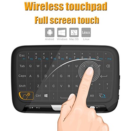 Tripsky H18 2.4GHz Wireless Whole Panel Touchpad and Mini Keyboard, Handheld Remote with Touchpad Mouse for for Android TV Box, Windows PC, HTPC, IPTV, Raspberry Pi, XBOX 360, PS3, PS4(Black)