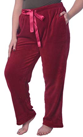 Women's Soft Plush Lounge Pants Coral Fleece Plus Size Long Pajama Pants