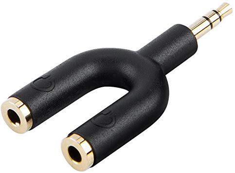 Headphone Splitter Adapter,CableCreation 3.5mm Male to 2 Port 3.5mm Female Y Jack Splitter Adaptor Compatible with Headset, Earphone, iPhone, iPad, iPod, Samsung, LG, Tablets, MP3 Players&More, Black