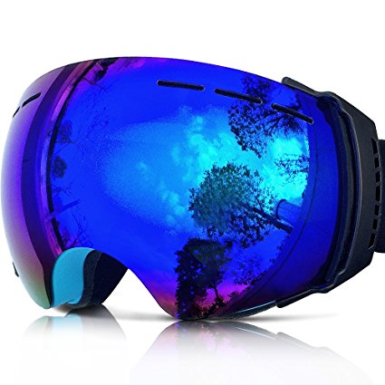 ZIONOR Lagopus X10 Ski Snowboard Goggles with Frame/Frameless Mode REVO Reflective Sphercial Detachable Lens