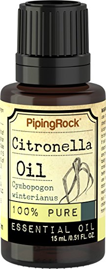 Piping Rock Citronella 100% Pure Essential Oil 1/2 oz (15 ml) Dropper Bottle Cymbopogon Winterianus Therapeutic Grade