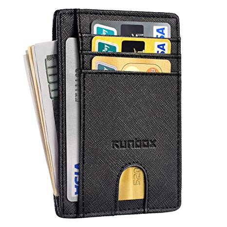 Minimalist Slim Front Pocket Wallets for Men or Women with RFID Blocking & Genuine Leather