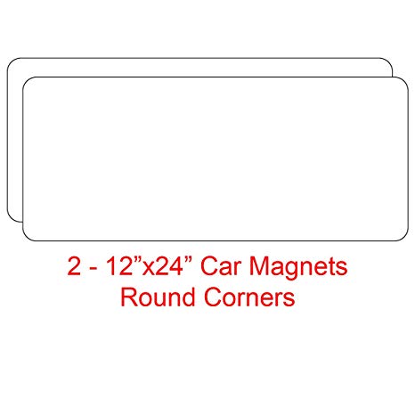 2 - 12"x24" Blank Magnetic Sign Sheets - Blank Car Magnet Signs, 30 Mil. (Round Corners)