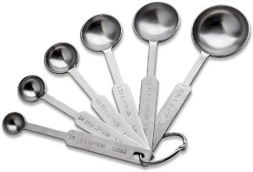 Natizo Stainless Steel Measuring Spoons - Set of 6 Accurate Spoons with US and Metric Sizes