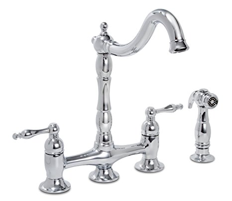 Premier 120344LF Charlestown Lead-Free Two-Handle Bridge Kitchen Faucet with Matching Spray, Chrome