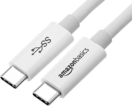 AmazonBasics USB Type-C to USB Type-C 3.1 Gen1 Adapter Charger Cable - 6 Feet (1.8 Meters) - White